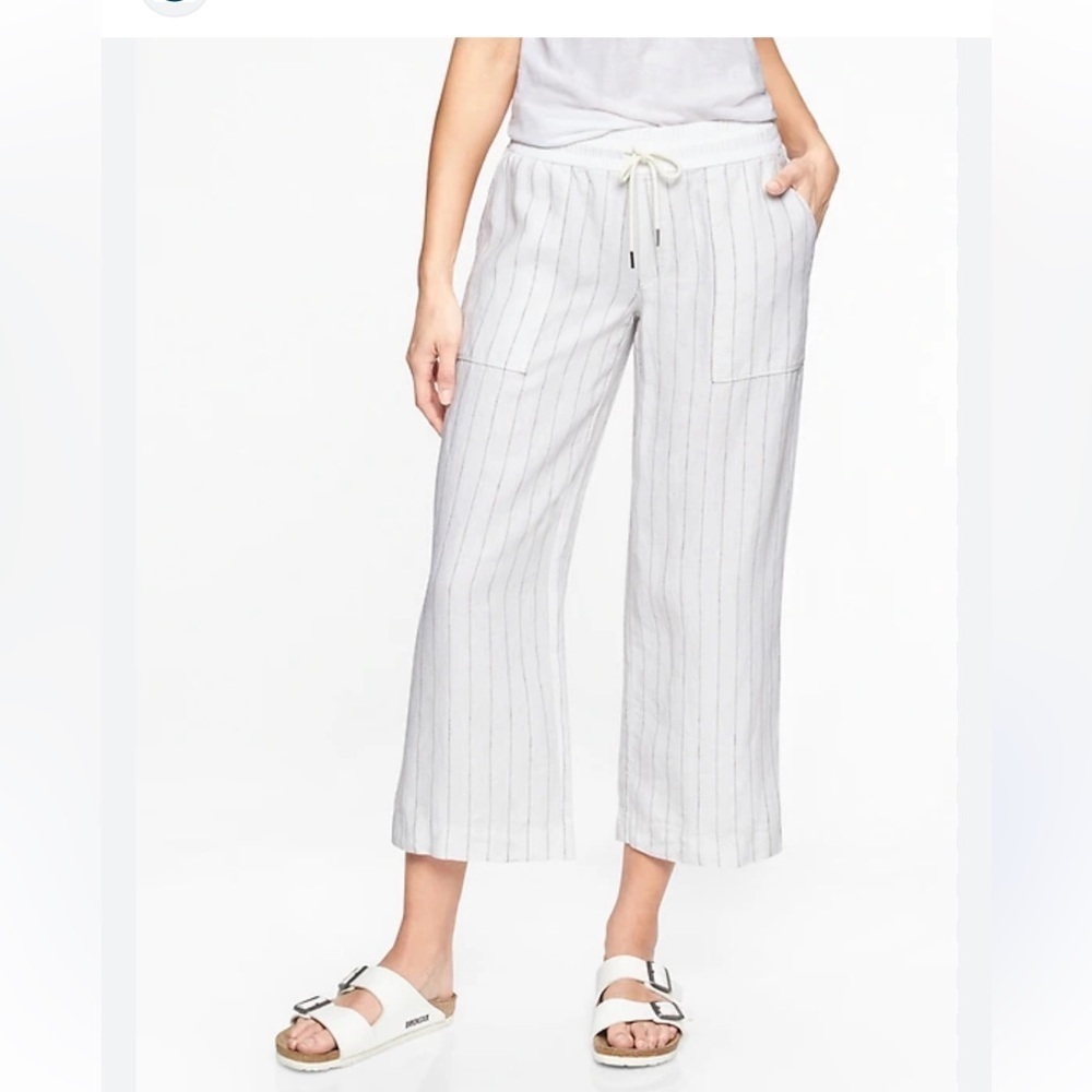 Athleta Stripe Bali Linen Crop Pants